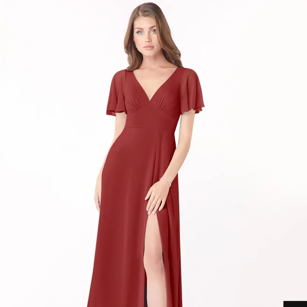 AZAZIE KIMBER
Rust A-Line Flounce Sleeve Chiffon Dress